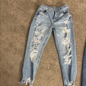 American Eagle Outfitters Ripped Light Blue Boyfriend Jeans